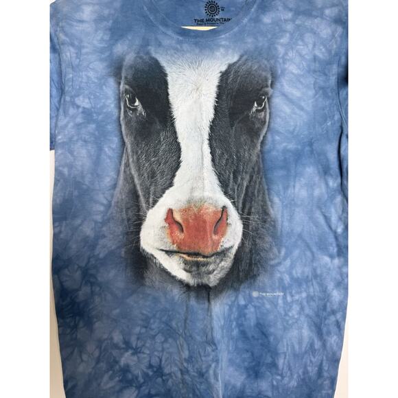 The Mountain Unisex T-shirt Cow Face Blue Acid Wash Short‎ Sleeve Tee Medium - Picture 3 of 5